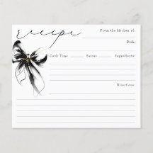 Tarjeta de Receta de Boda de Lazo Negro She's Tyin