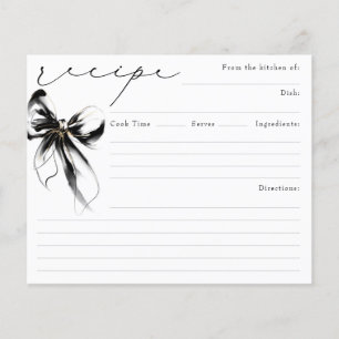 Tarjeta de Receta de Boda de Lazo Negro She's Tyin