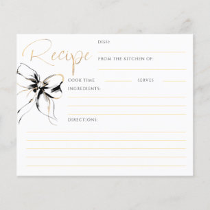 Tarjeta de Receta de Boda de Lazo Negro She's Tyin