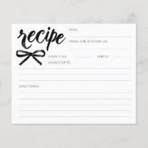 Tarjeta de Receta de Boda de Lazo Negro She's Tyin