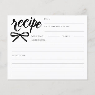 Tarjeta de Receta de Boda de Lazo Negro She's Tyin