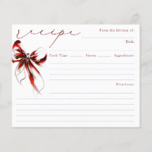 Tarjeta de Receta de Boda de Lazo Rojo Anudando el