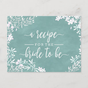 Tarjeta de receta de boda de novia floral blanca d
