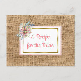 Tarjeta de receta de Boda floral con cromopa Rusti
