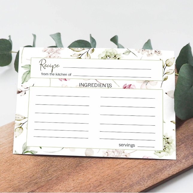 Tarjeta de receta de Boda floral rosa de los puebl (Subido por el creador)