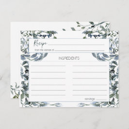 Tarjeta de receta de Boda floral verde Sage Silver