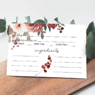 Tarjeta de receta de Boda para Rosas florales de R