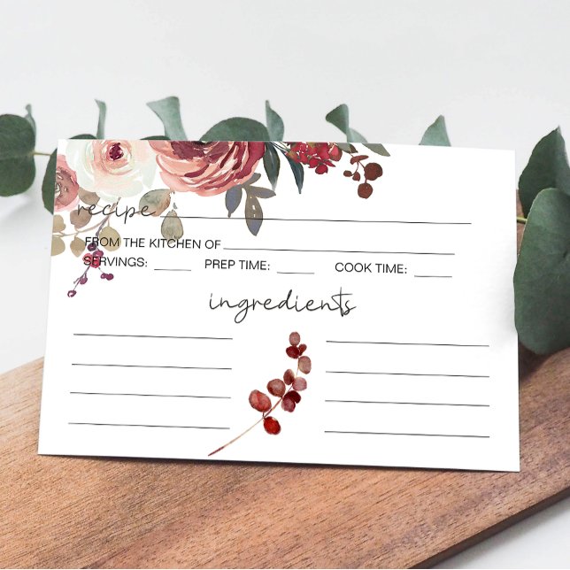 Tarjeta de receta de Boda para Rosas florales de R (Subido por el creador)