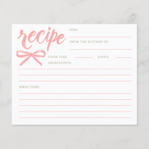 Tarjeta de Receta de Boda Rosa Anudando el Nudo