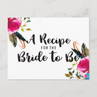 Tarjeta de receta de Boho Moda Floral Bouquet Brid