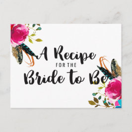 Tarjeta de receta de Boho Moda Floral Bouquet Brid