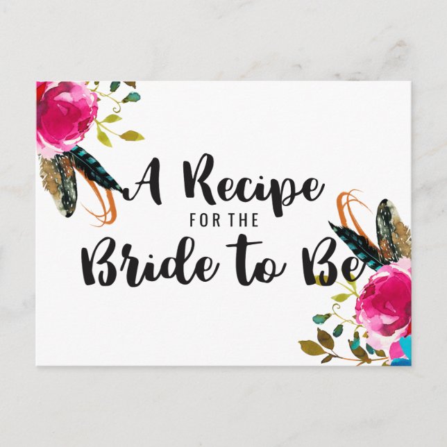 Tarjeta de receta de Boho Moda Floral Bouquet Brid (Anverso)
