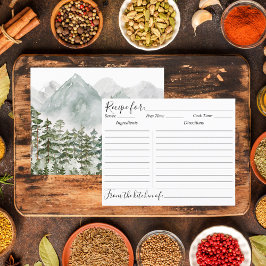 Tarjeta de Receta de Bosque de Pinos y Montañas al