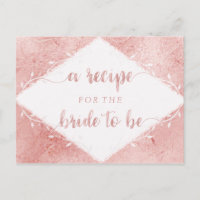 Tarjeta de Receta de Bridal Shower con Hoja de Ros