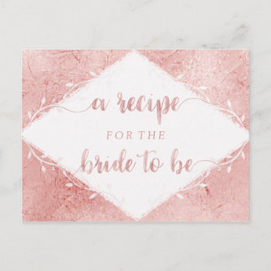 Tarjeta de Receta de Bridal Shower con Hoja de Ros