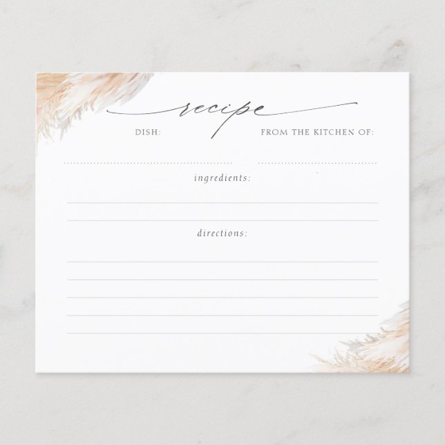 Tarjeta de Receta de Brunch de Boda de Hierba de P (Anverso)