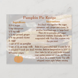 Tarjeta de receta de calabaza