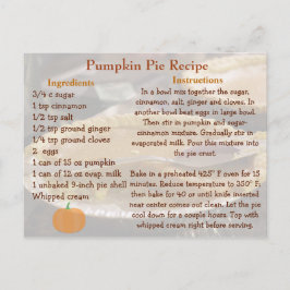 Tarjeta de receta de calabaza
