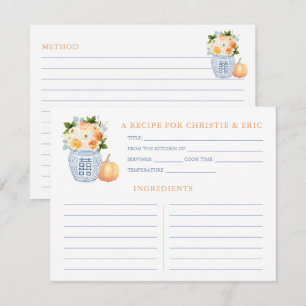 Tarjeta de receta de calabaza de flores nupciales