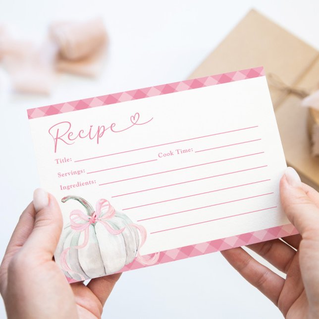 Tarjeta de Receta de Calabaza Rosa Preppy Cumpleañ (Subido por el creador)