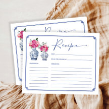 Tarjeta de receta de cereal floral Chinoiserie Por