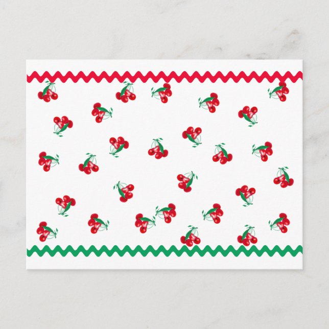 Tarjeta de receta de cerezas y ric rac (Anverso)