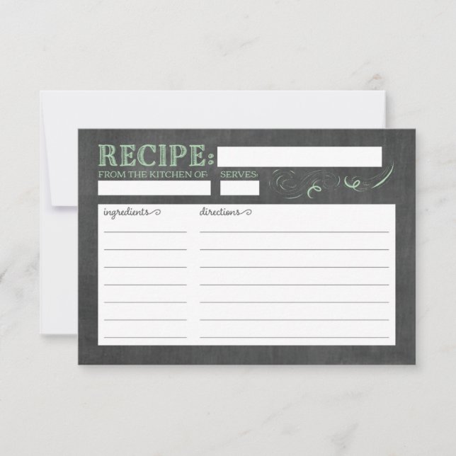 Tarjeta de receta de Chalkboard en la menta (Anverso)