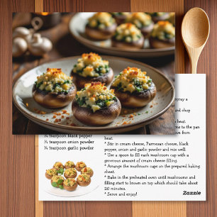 Tarjeta de Receta de Champiñones Rellenos