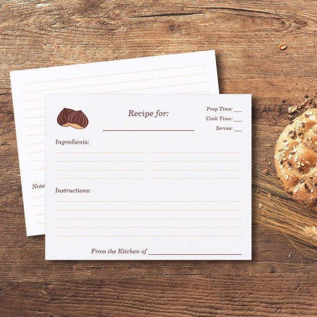 Tarjeta de receta de Chestnut Bridal Shower (Chestnut Recipe Card)