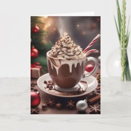Tarjeta de receta de chocolate caliente de Navidad