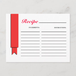 Tarjeta de receta de cinta roja