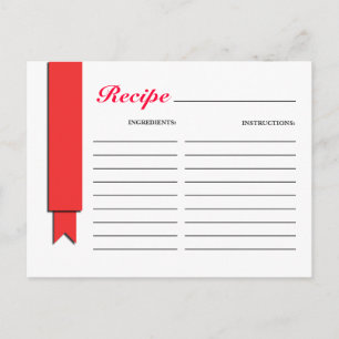 Tarjeta de receta de cinta roja