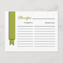Tarjeta de receta de cinta verde oliva