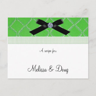 Tarjeta de receta de cinta verde y diamantes