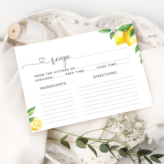 Tarjeta de receta de cítricos limones de color agu (Subido por el creador)