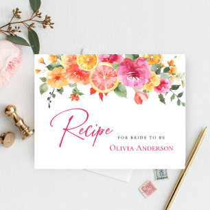 Tarjeta de receta de cítricos para las flores bril