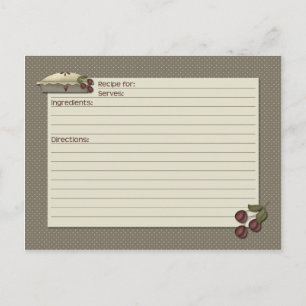 Tarjeta de Receta de Cocina Campestre