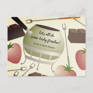 Tarjeta de receta de cocina con olla de fondue gen