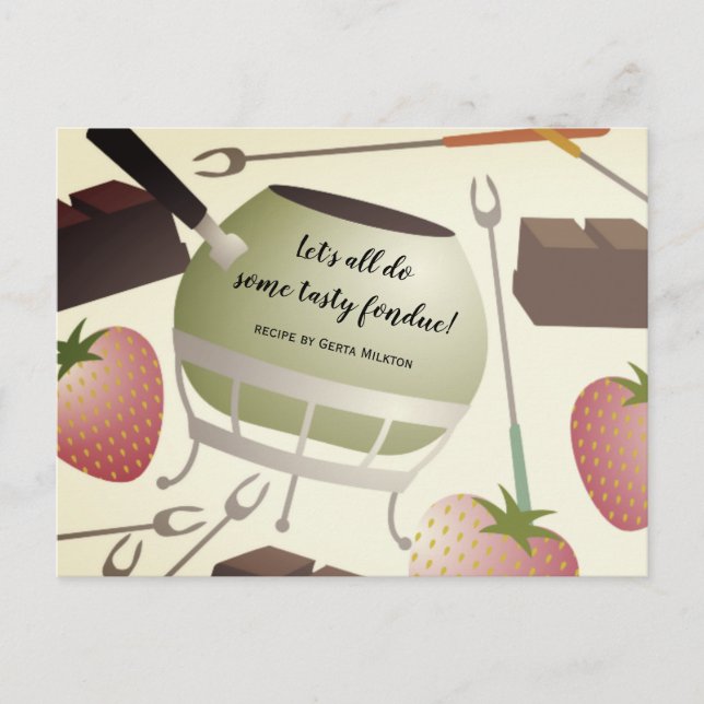 Tarjeta de receta de cocina con olla de fondue gen (Anverso)