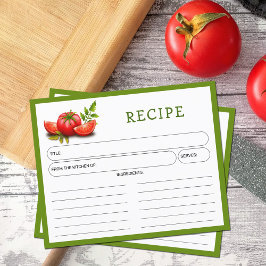 Tarjeta de receta de cocina para tomates