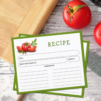 Tarjeta de receta de cocina para tomates