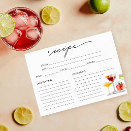 Tarjeta de Receta de Cóctel Adorable para Despedid
