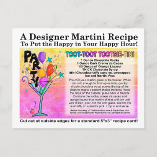 Tarjeta de receta de cóctel de chocolate Toot-Toot