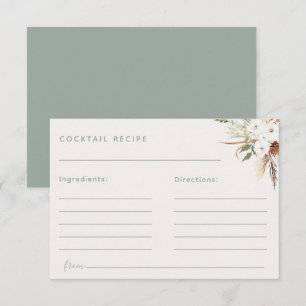 Tarjeta de Receta de Cóctel Floral Boho