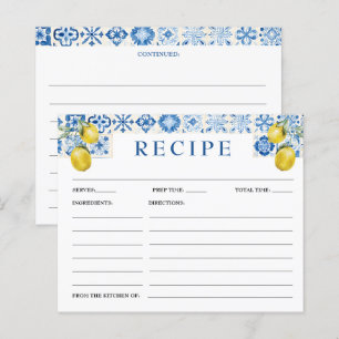 Tarjeta de receta de colmena azul del Mediterráneo