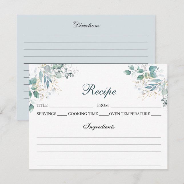 Tarjeta de receta de color agua (Anverso / Reverso)