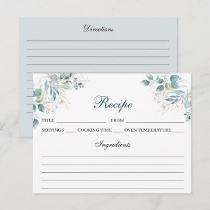 Tarjeta de receta de color agua