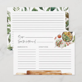 Tarjeta de receta de color agua para utensilios de