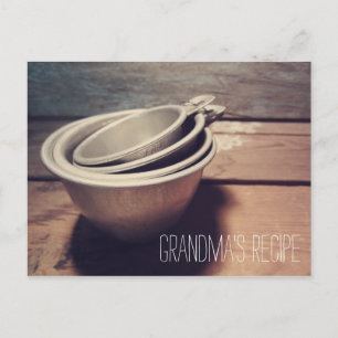 Tarjeta de receta de copas de medición de aluminio