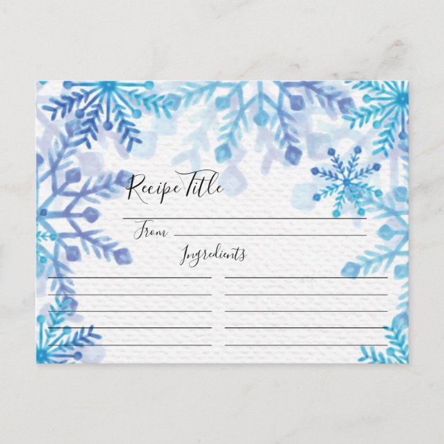 Tarjeta de Receta de copos de nieve para invierno (Anverso)